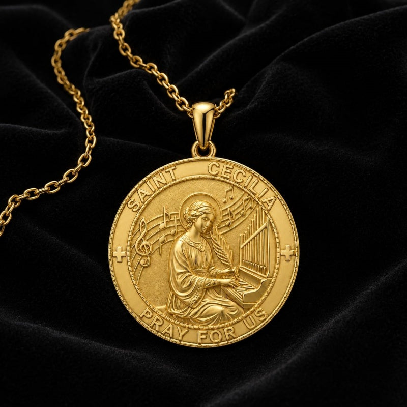 Patron Saint Medal Gold Plated Catholic Pendant Christian Religious Necklace Amulet Jewelry