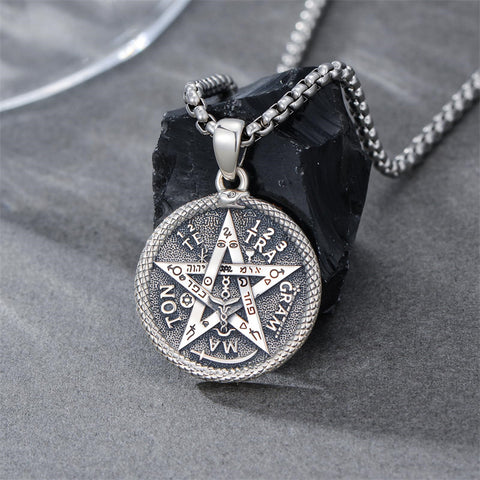 Sterling Silver Triple Moon Goddess Tetragrammaton Lilith Hecate  Pagan Wiccan Amulet Pendant Necklace
