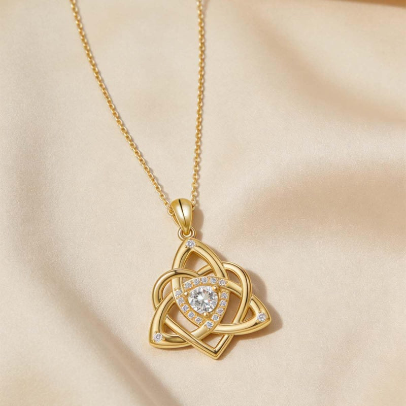 14K Gold Plated Celtic Knot Pendant Necklace Irish Jewelry Gift for Her