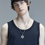 Sterling Silver Star of David Pendant Necklace for Men