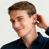 Sterling Silver Feather Arrowhead Axe Hoop Earrings