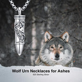 Sterling Silver Animal Angel Wings Pet Jesus Bullet Urn Necklaces for Ashes for Men