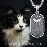 Sterling Silver Sun and Moon Skeleton Cat Dog Pendant Necklace