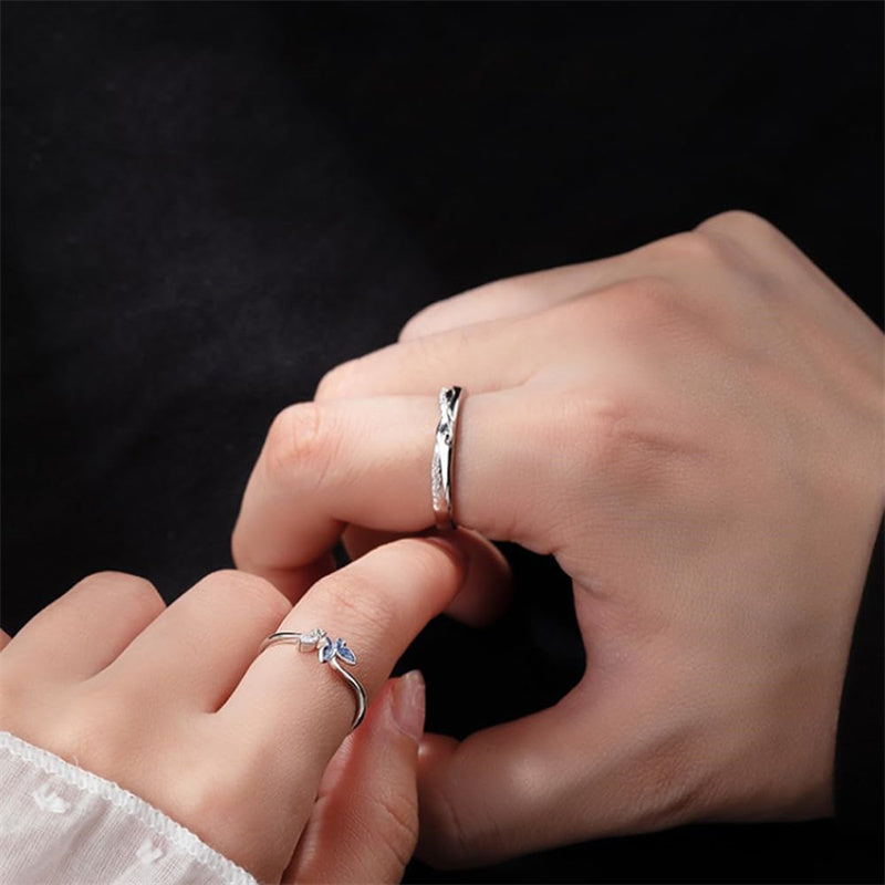 Copper Cubic Zirconia  Butterfly Adjustable Couple Rings