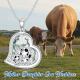 Sterling Silver Pink Opal Crystal Abalone Shell Turquoise Moss Agate Cow Pendant Necklace