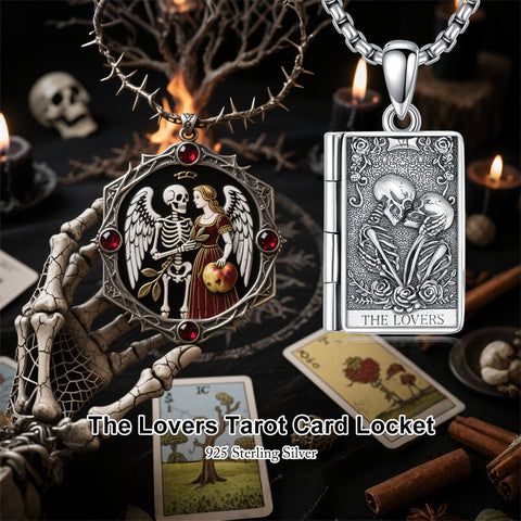 Sterling Silver Sun Moon Lovers Tarot Card Photo Locket Necklace
