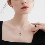 14K Gold Plated Heart Crystal Rose Mom  Sister Daughter Pendant Necklace for Woman