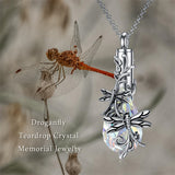 Sterling Silver Teardrop Crystal Butterfly Dragonfly Fox Hummingbird Phoenix Tree of Life Urn Necklaces for Ashes