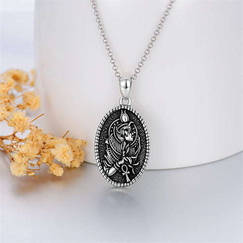 Sterling Silver Aztec Lion Cross Pendant Necklace