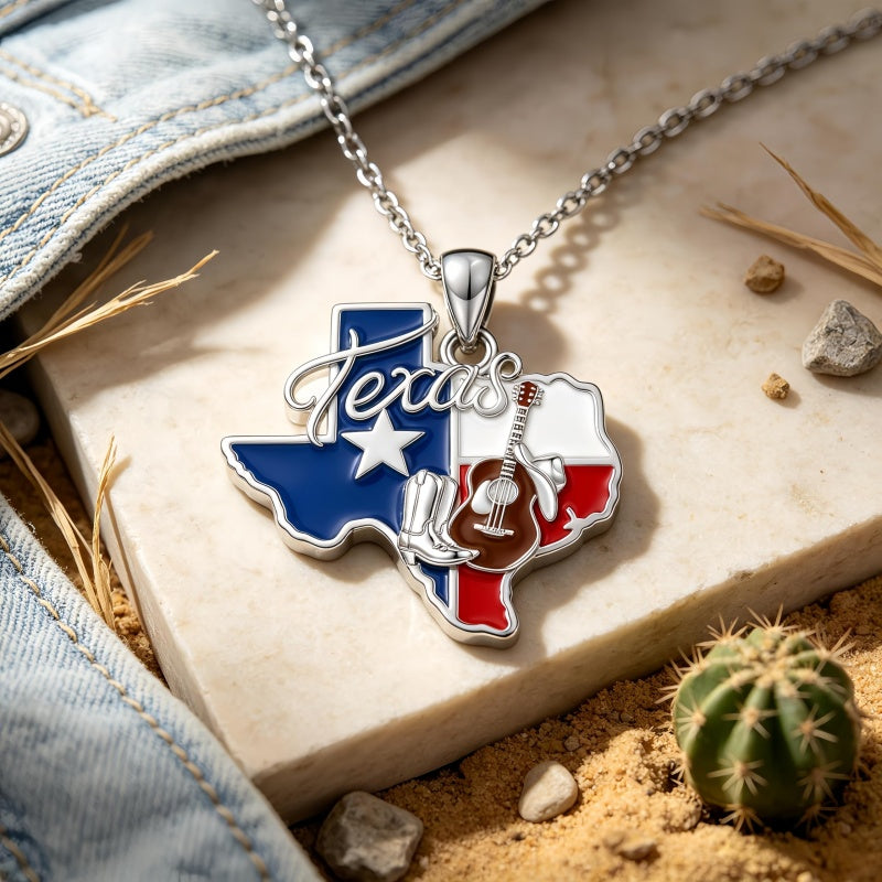 Sterling Silver  Bluebonnets Cow Skull Cowboy Hat Boot Cactus Cowgirl Texas Necklace Texas Necklace