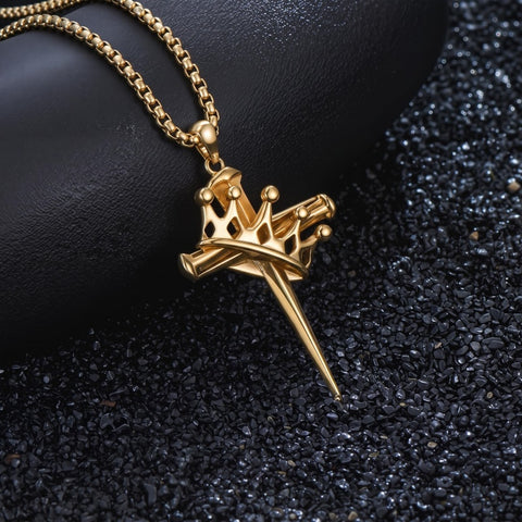 14K Gold Plated Cross Pendant Necklace for Men Religious Jewelry Christian Gift