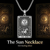 Sterling Silver Tarot Card Pendant  Necklace for Men Gothic Amulet Jewelry