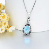 Sterling Silver Personalized Engraved Moss Agate Larimar Moonstone Opal Turquoise Urn Necklace for Ashes