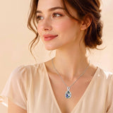 Sterling Silver Teardrop Gemstone Rose Butterfly Infinity Heart Necklace for Women
