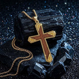 14K Gold Plated Wooden Cross Pendant Necklace Christian Catholic Jewelry Religious Gift