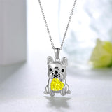 Dog Necklace for Women 925 Sterling Silver French Bulldog Necklace Pug Frenchie Gifts for Daughter Granddaughter Girls Women