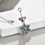 Star of David Urn Necklace Sterling Silver Crosse Abalone Shell Jewish Jewelry for Women Men