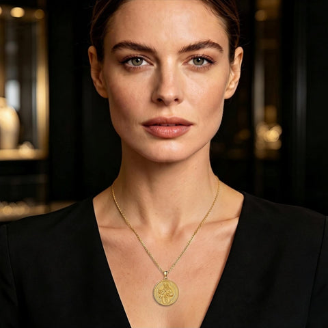 14K Gold Plated Patron Saint Necklace Saint Medal Catholic Amulet Jewelry