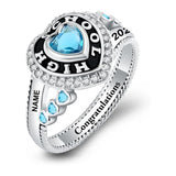 Sterling Silver 10K 14K 18K Gold Personalized Birthstone 2025 High School Class Ring