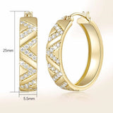 14K Gold Plated V-Shaped Cubic Zirconia Hoop Earrings for Women