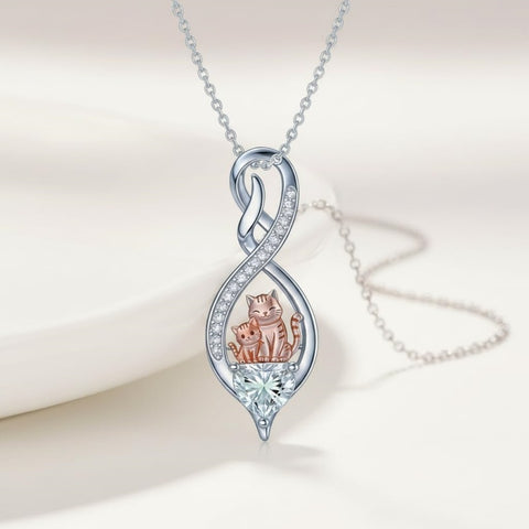 Sterling Silver 12 Month Birthstone Infinity Heart Animal Pendant Necklace Christmas Birthday Jewelry Gift