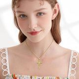 14K Gold Plated Faith Cross Pendant Necklace Religious Gifts for Women