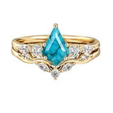 Sterling Silver Personalized Engraved 1-3CT Turquoise Engagement  Wedding Promise Ring Set for Her