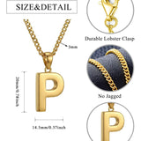 Initial Pendant Necklace 14K Gold Plated with Cuban Chain