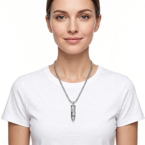 Sterling Silver Animal Angel Wings Pet Jesus Bullet Urn Necklaces for Ashes for Men