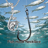 Sterling Silver Deer Bass Fish Wild Duck Fish Hook Pendant Necklace Hunting Jewelry Gifts for Men