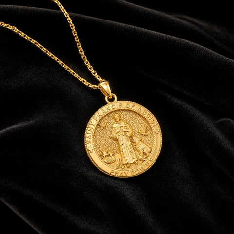 Patron Saint Medal Gold Plated Catholic Pendant Christian Religious Necklace Amulet Jewelry