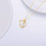 14K Yellow Gold 1.5CT Moissanite Cat Pendant Necklace