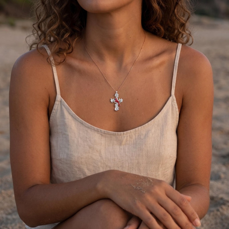 Sterling Silver Cross Hummingbird Cardinal  Rose Sunflower Urn  Necklace for Ashes Cremation Jewelry