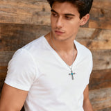 14K Gold Plated Turquoise Cross Pendant Necklace