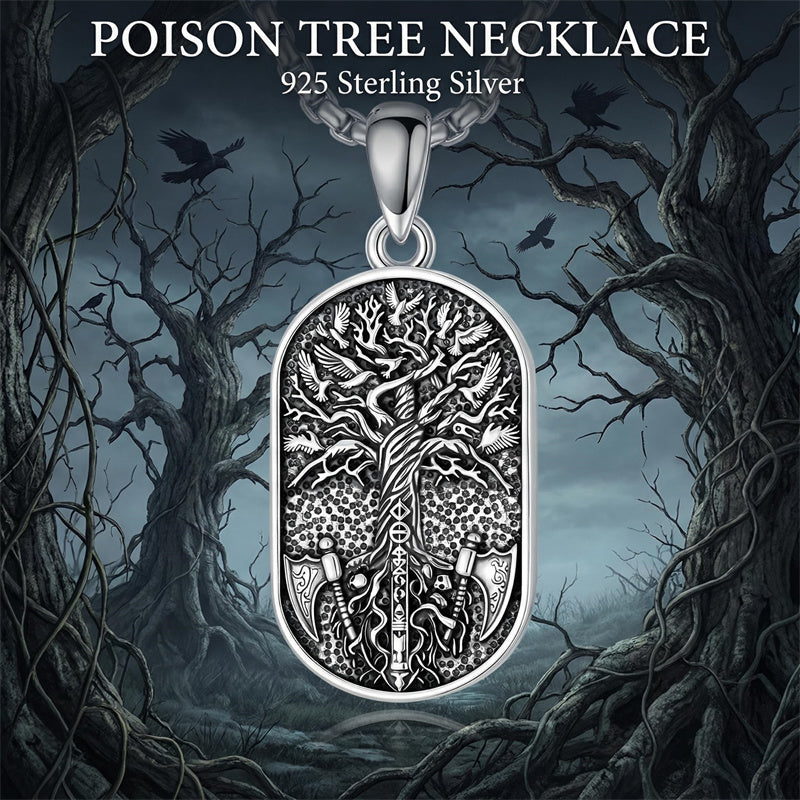 Sterling Silver Memento Mori Tree of Life Anubis Pendant Viking Amulet   Protection Pendant Necklace Egyptian Jewelry