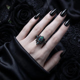 Sterling Silver 10K  14K  18K  Gold Personalized Engraved Black Opal Engagement Wedding Promise Ring for Her