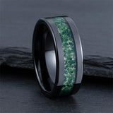 Sterling Silver Moss Agate Personalized Engraved Men's Wedding Ring