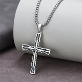 Sterling Silver Cross Religious Necklace for Men