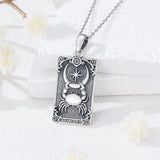 Sterling Silver Tarot Card 12 Zodiac Sign Pendant Necklace