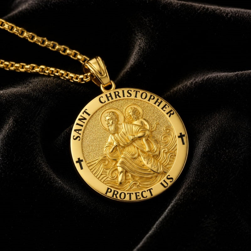 Patron Saint Medal Gold Plated Catholic Pendant Christian Religious Necklace Amulet Jewelry