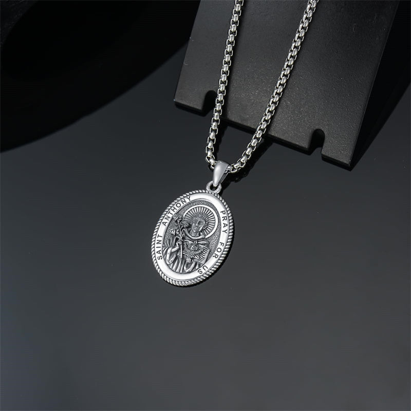 Sterling Silver Saint Joseph St Michael Saint Peter Saint Christopher Religious Pendant Necklace
