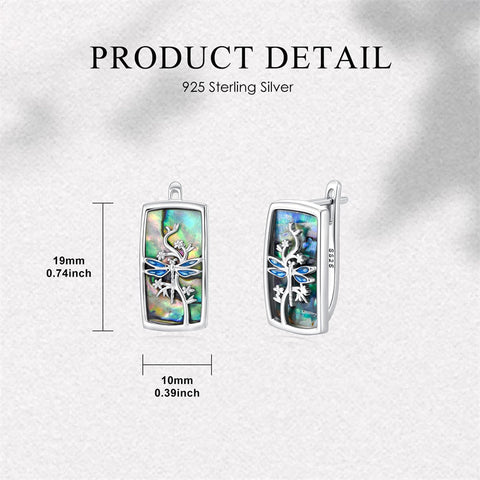 Sterling Silver Abalone Shell Mountain Cat Dog Fox Dragonfly Hummingbird Earring