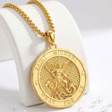 Christian Religious Medal Amulet 14K Gold Plated Pendant  Necklace