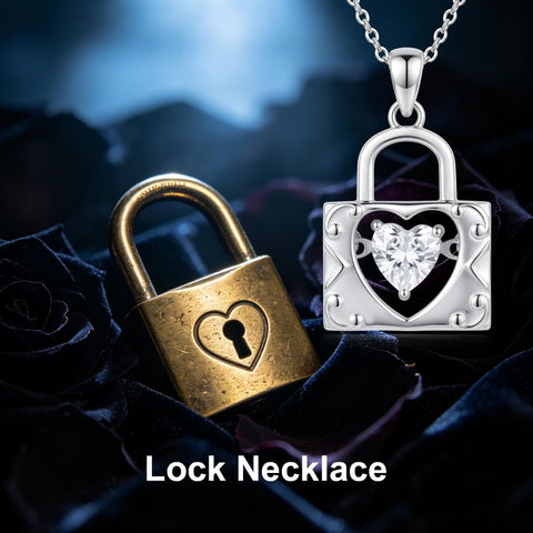 Sterling Silver Key Padlock Heart Key Lock Pendant Love Necklace Jewelry for Women Valentine's Day Birthday Gift
