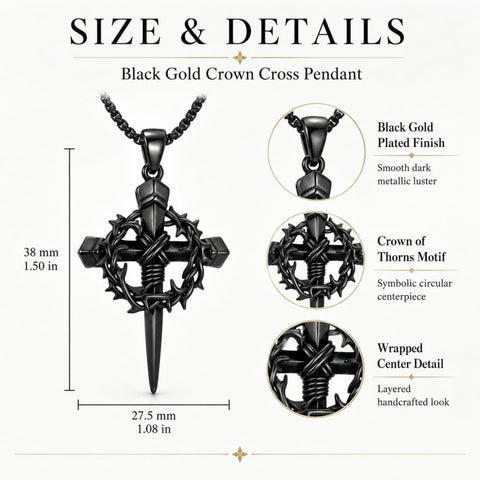 Crown of Thorns Religious Nail Cross Pendant Necklace