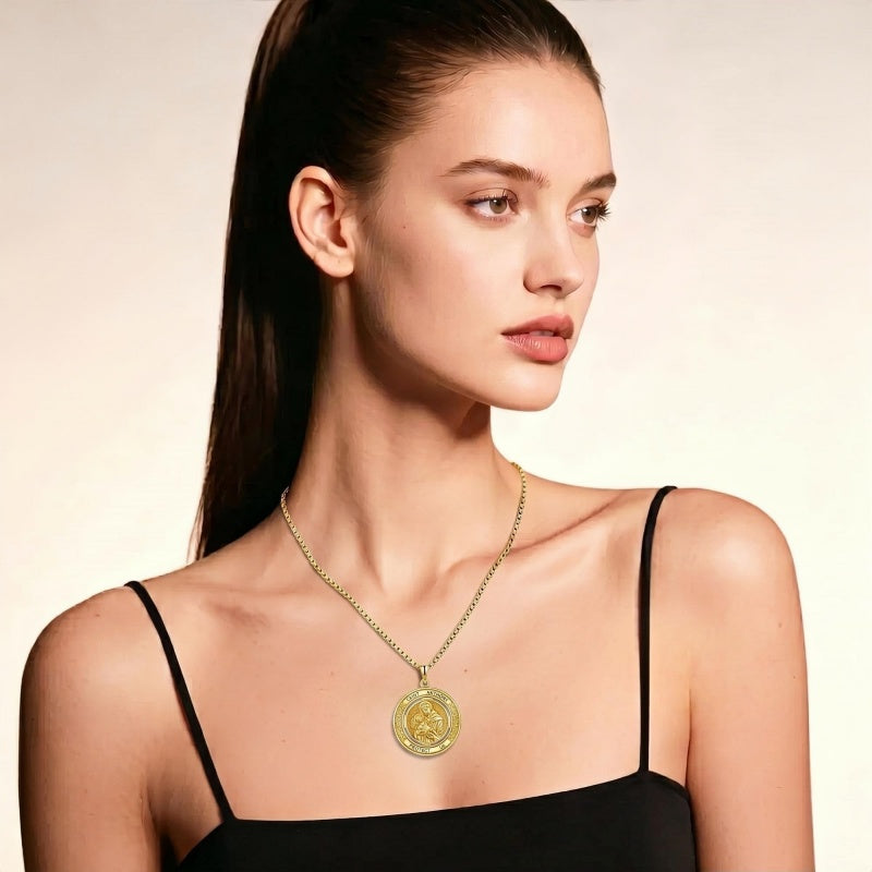 14K Gold Plated Patron Saint Necklace Saint Medal Catholic Amulet Jewelry