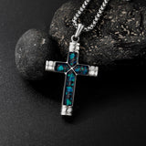 14K Gold Plated Wooden Abalone Shell Cross Pendant Necklacefor Men
