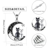 Crescent Moon 2 Cat Bat Black Cat Bunny Fox Highland Cow Horse Pendant Necklace Mother's Day Gift