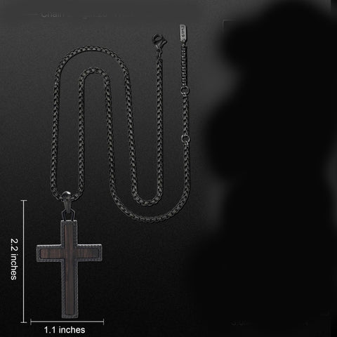 14K Gold Plated Wooden Cross Necklace Jewelry Gift for Him