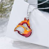 Sterling Silver Red  Fox Flame Pendant Necklace